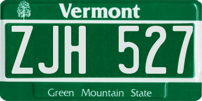 VT license plate ZJH527