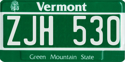 VT license plate ZJH530
