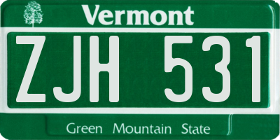VT license plate ZJH531