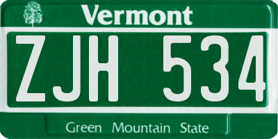 VT license plate ZJH534