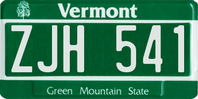 VT license plate ZJH541
