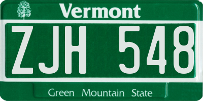 VT license plate ZJH548