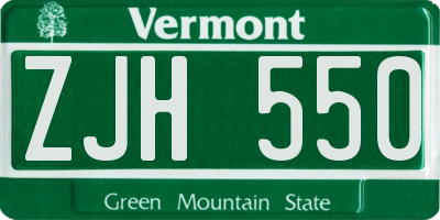 VT license plate ZJH550