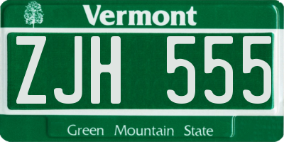 VT license plate ZJH555