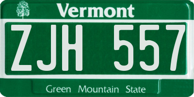 VT license plate ZJH557