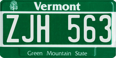 VT license plate ZJH563