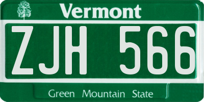 VT license plate ZJH566