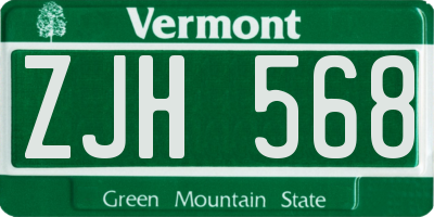 VT license plate ZJH568