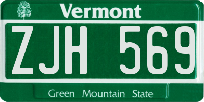 VT license plate ZJH569