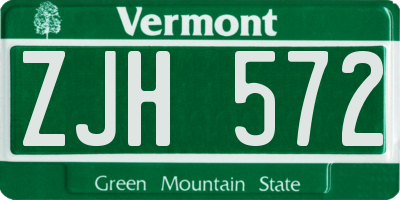 VT license plate ZJH572