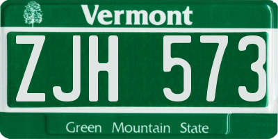 VT license plate ZJH573