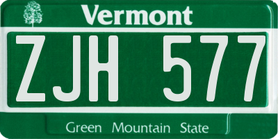 VT license plate ZJH577