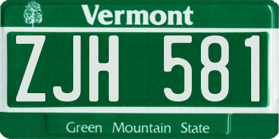 VT license plate ZJH581