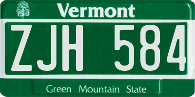 VT license plate ZJH584