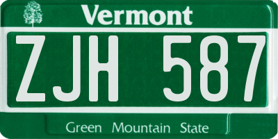 VT license plate ZJH587