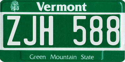 VT license plate ZJH588