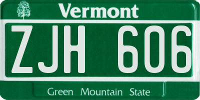 VT license plate ZJH606