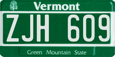VT license plate ZJH609