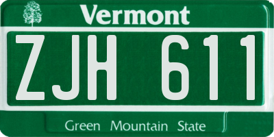 VT license plate ZJH611