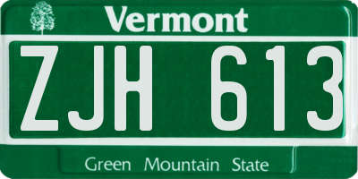VT license plate ZJH613