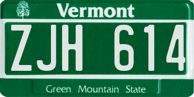 VT license plate ZJH614