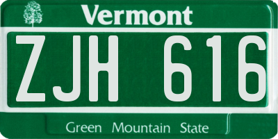 VT license plate ZJH616