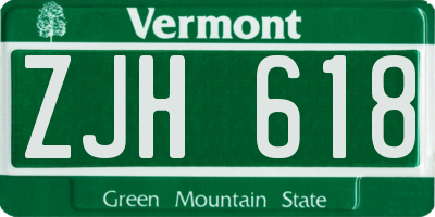 VT license plate ZJH618