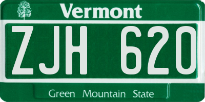 VT license plate ZJH620