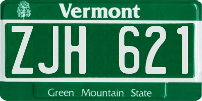 VT license plate ZJH621