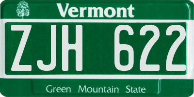VT license plate ZJH622