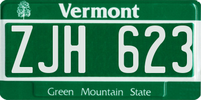 VT license plate ZJH623