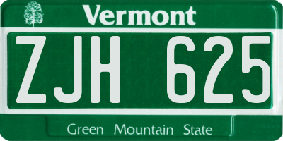VT license plate ZJH625