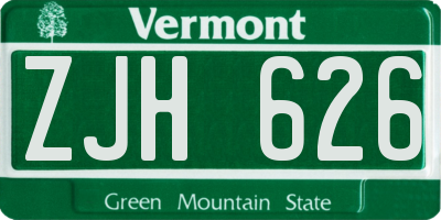 VT license plate ZJH626