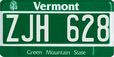 VT license plate ZJH628