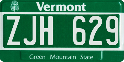 VT license plate ZJH629