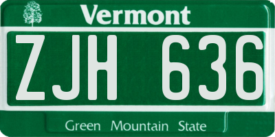 VT license plate ZJH636