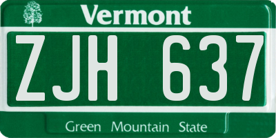 VT license plate ZJH637