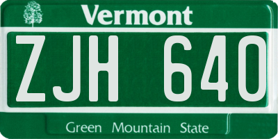 VT license plate ZJH640