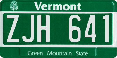 VT license plate ZJH641