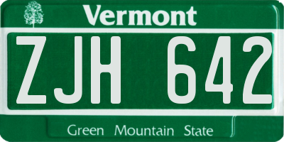 VT license plate ZJH642
