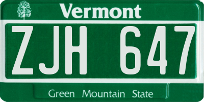 VT license plate ZJH647
