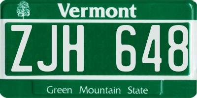 VT license plate ZJH648