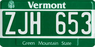 VT license plate ZJH653