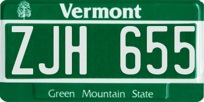 VT license plate ZJH655