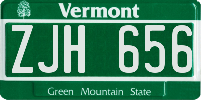VT license plate ZJH656