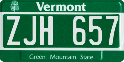 VT license plate ZJH657