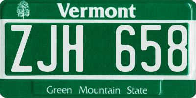 VT license plate ZJH658