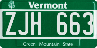 VT license plate ZJH663