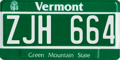 VT license plate ZJH664