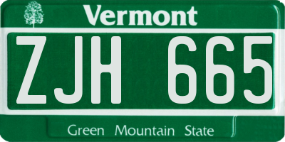 VT license plate ZJH665